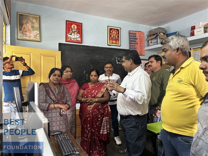 Students attentively listening to instructions in the new computer lab